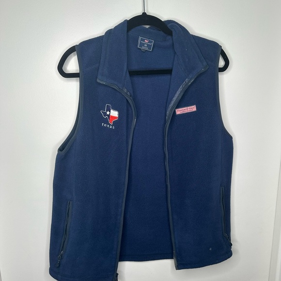 Vineyard Vines Other - Vineyard Vines Harbor Fleece Vest Mens XS Texas State Navy Blue Full Zip